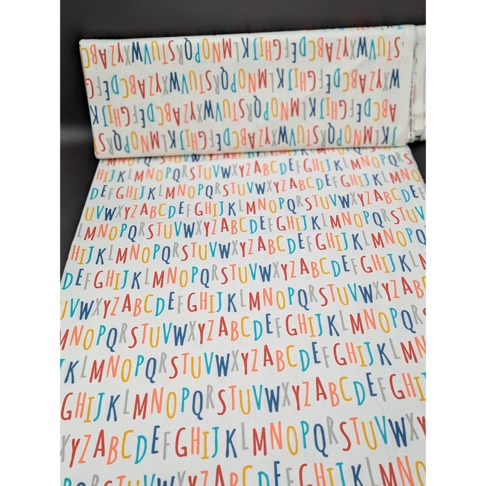 3.9 Yard Lot POP Colorful Alphabet Letters White Cotton Fabric JOANN